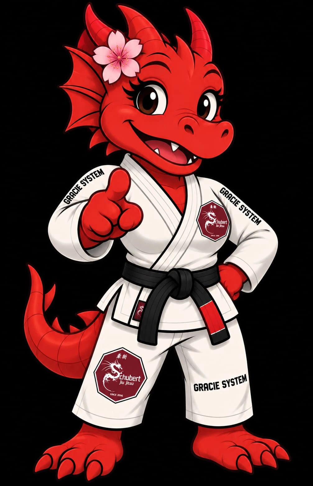 Mascote feminino do Jiu-Jitsu Infantil Schubert Jiu-Jitsu